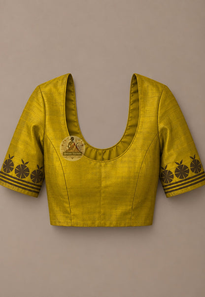 Blouse piece included with Bishnupur heritage handloom silk saree, pre-matched and handwoven in West Bengal
