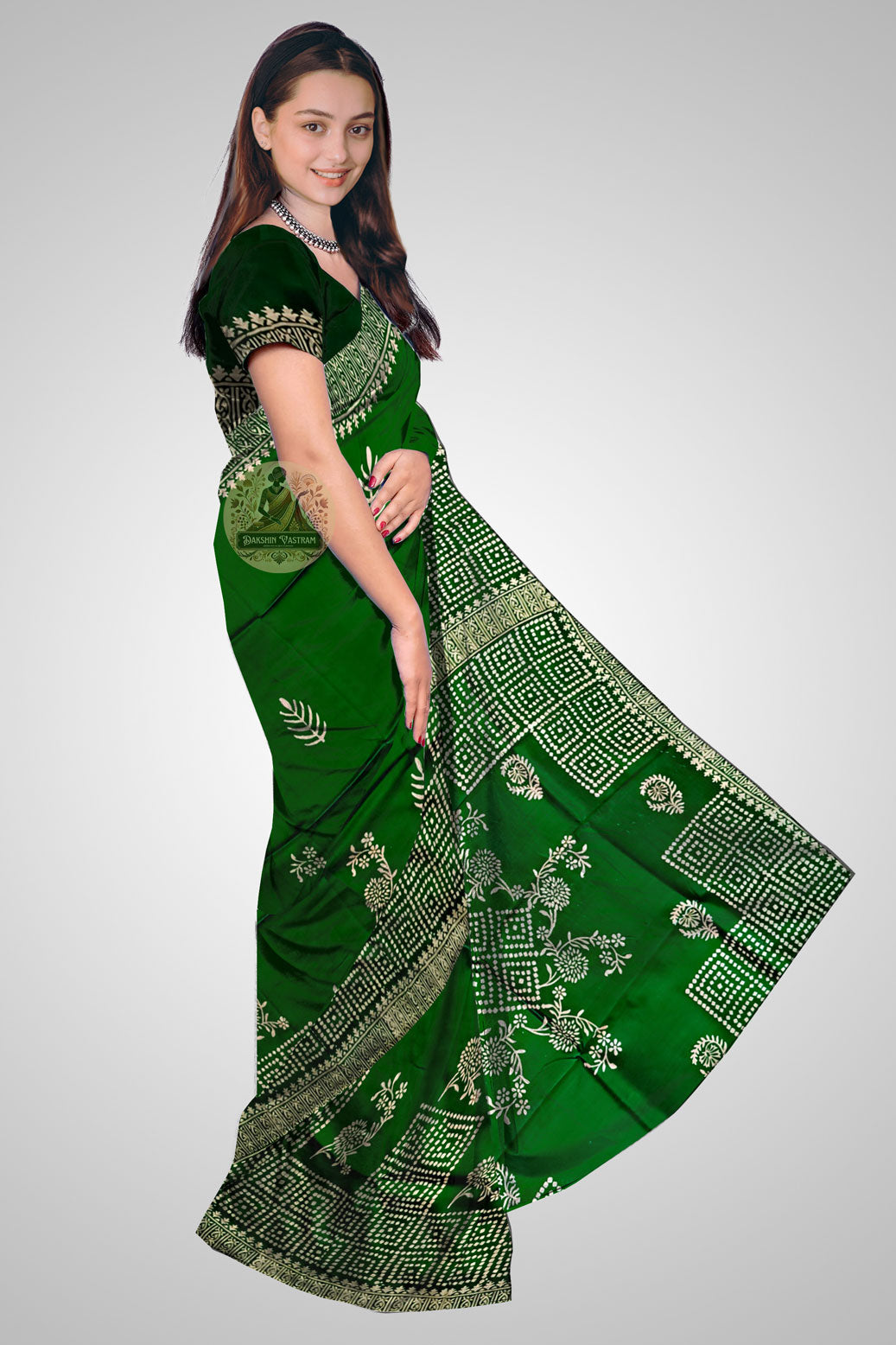 Shop Pure Silk Saree UK – Side profile showing classic drape