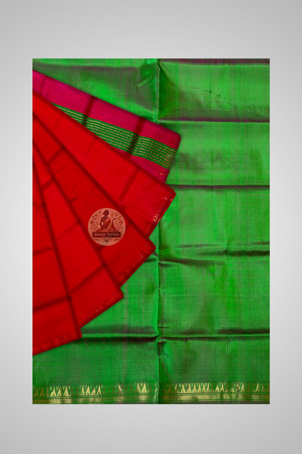 Precision-woven border of Bishnupur pure silk saree showing repeating traditional motif strip and selvedge finish