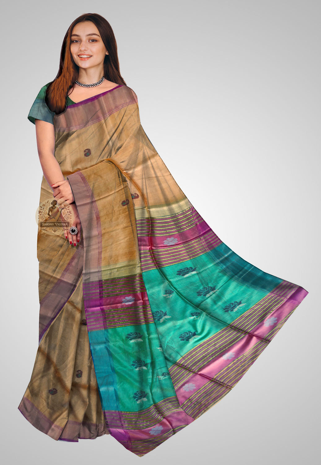 Buy Bishnupur Katan Silk Saree online – Bishnupur Katan Silk Saree front view