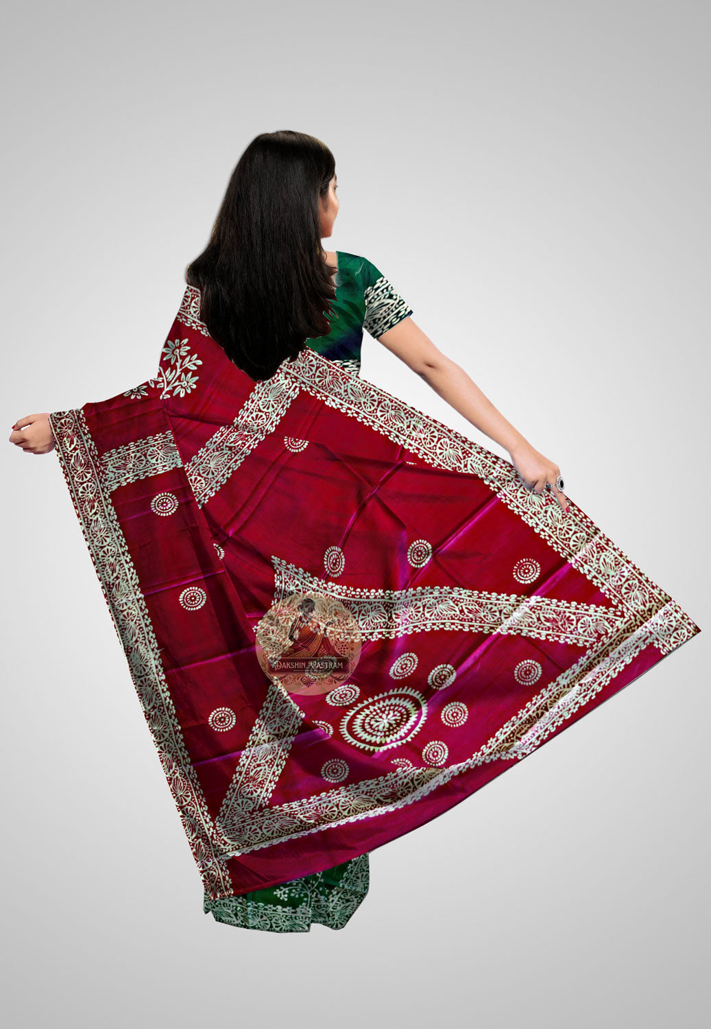 Buy Bishnupuri Katan Silk Saree online – Bishnupuri Katan Silk Saree rear view