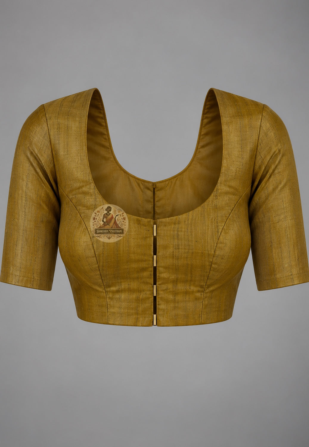 Matching blouse piece included with Ghicha Tussar wild silk conscious handloom saree, pre-woven in the same naturally textured Tussar silk fabric by West Bengal artisans