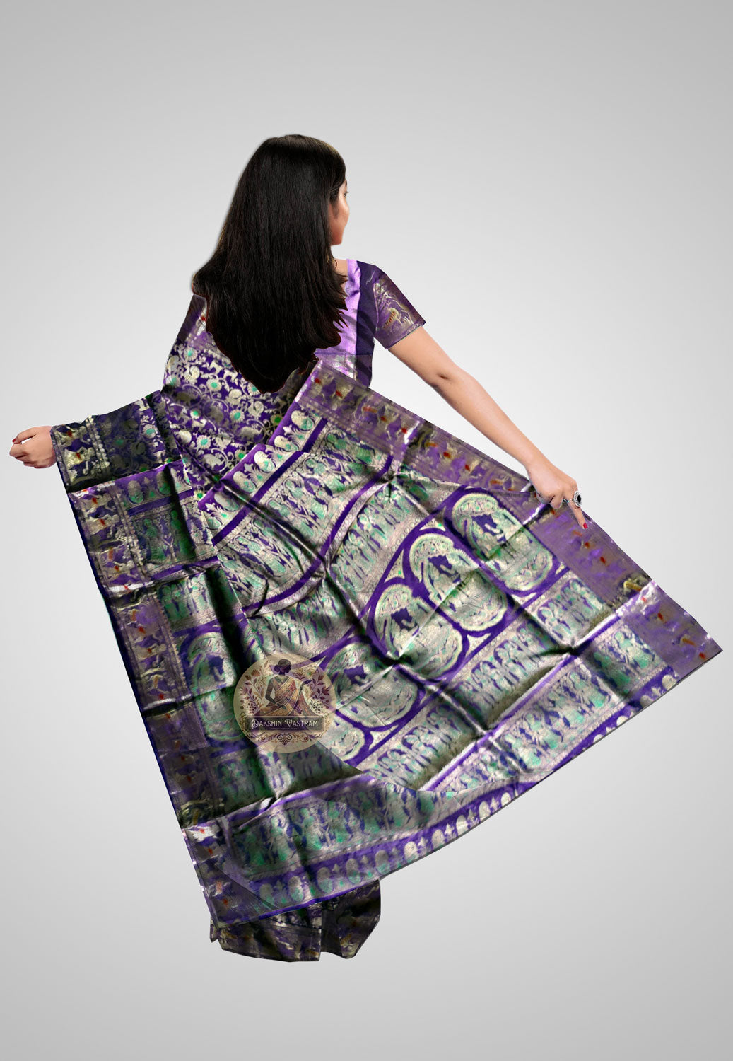 Buy Handloom Swarnachari Pure Silk Saree online – rear view