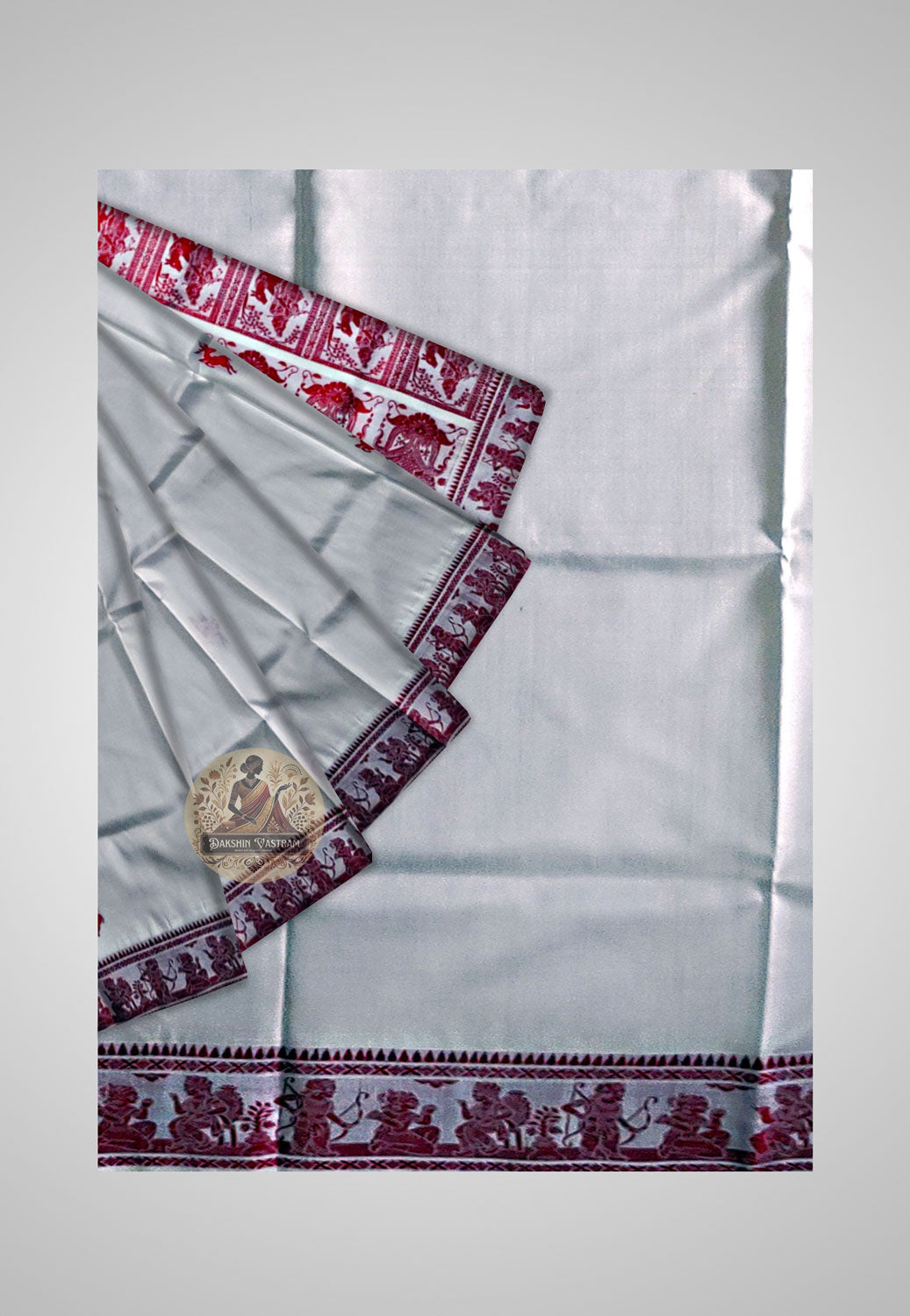 Full view of Handloom Baluchari Saree displaying traditional artistry and elegance