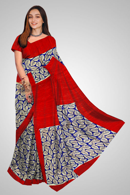 Buy Tussar Saree online – Textured raw silk saree front view