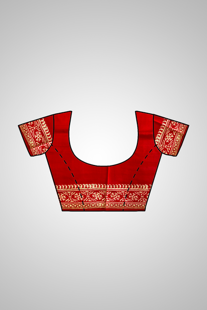 Shop Traditional Silk Saree – View of saree with stitched blouse