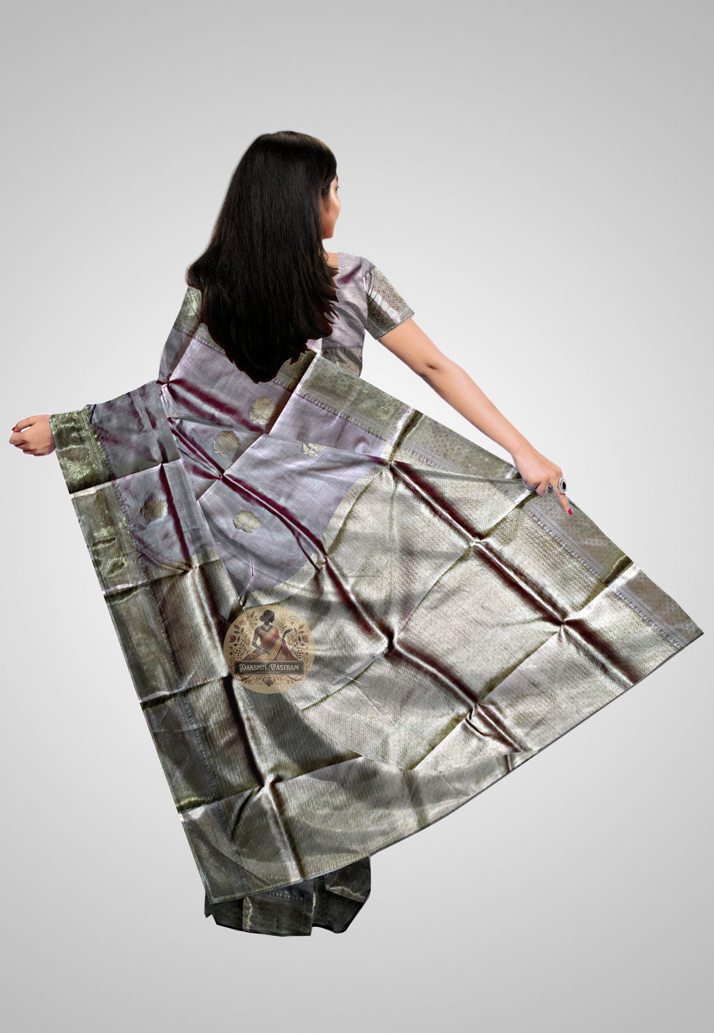 Buy Handloom Swarnachari Pure Silk Saree online – rear view
