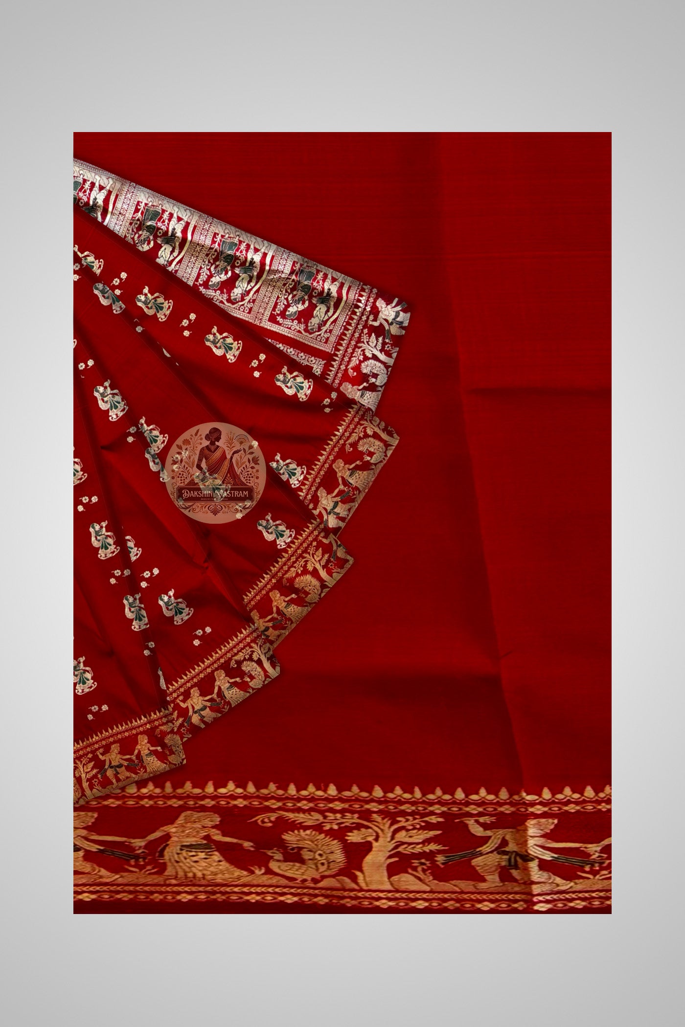 Shop Baluchari Saree UK – Pleated front design view