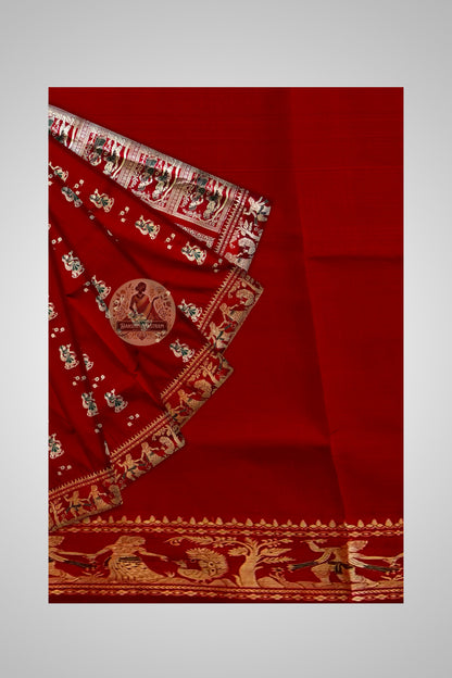 Shop Baluchari Saree UK – Pleated front design view
