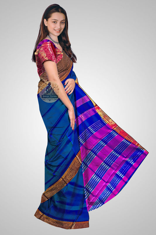 Shop Pure Silk Katan Saree – Elegant side profile of saree weave