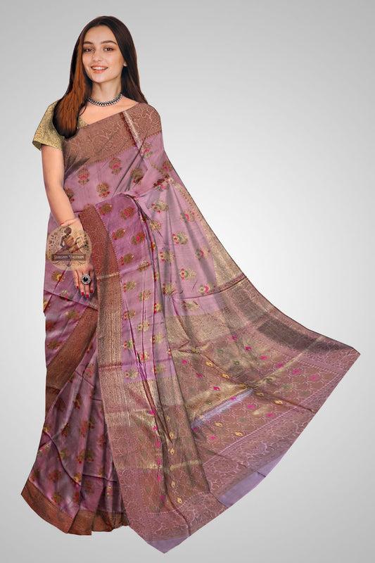 Buy Muga Silk Saree online – Assam handloom saree front angle