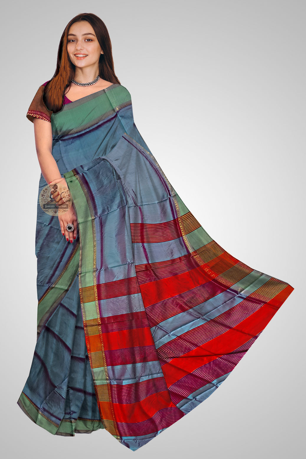 Buy Pure Silk Jori Par Saree online – Traditional zari border front view