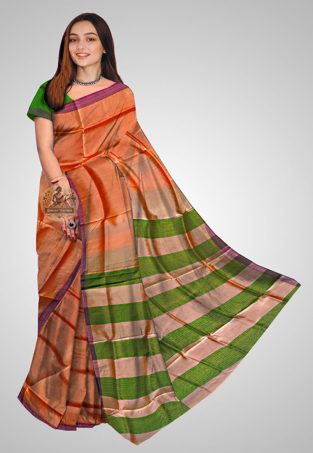 Buy Bishnupur Silk Saree online – Bishnupur Handwoven Katan Silk Saree front view
