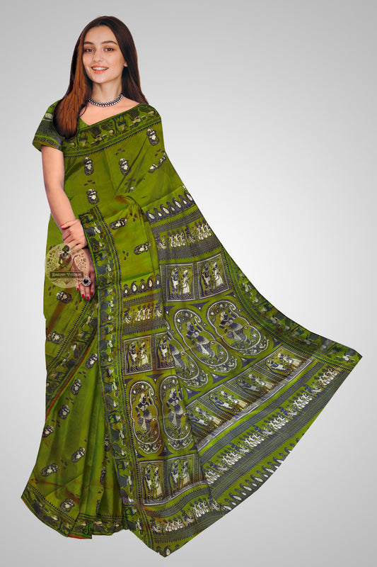 Shop Pure Mulberry Silk Saree online – Side view showing intricate weaving