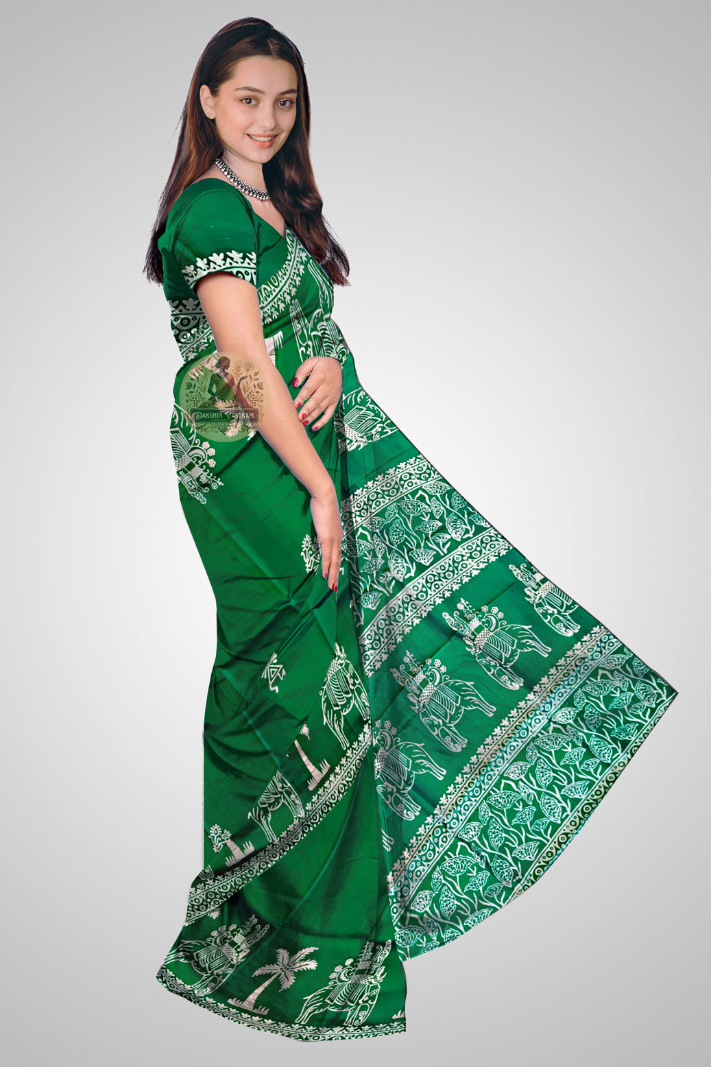 Buy Indian handloom pure silk saree with traditional motifs - luxury Bengal silk for special occasions