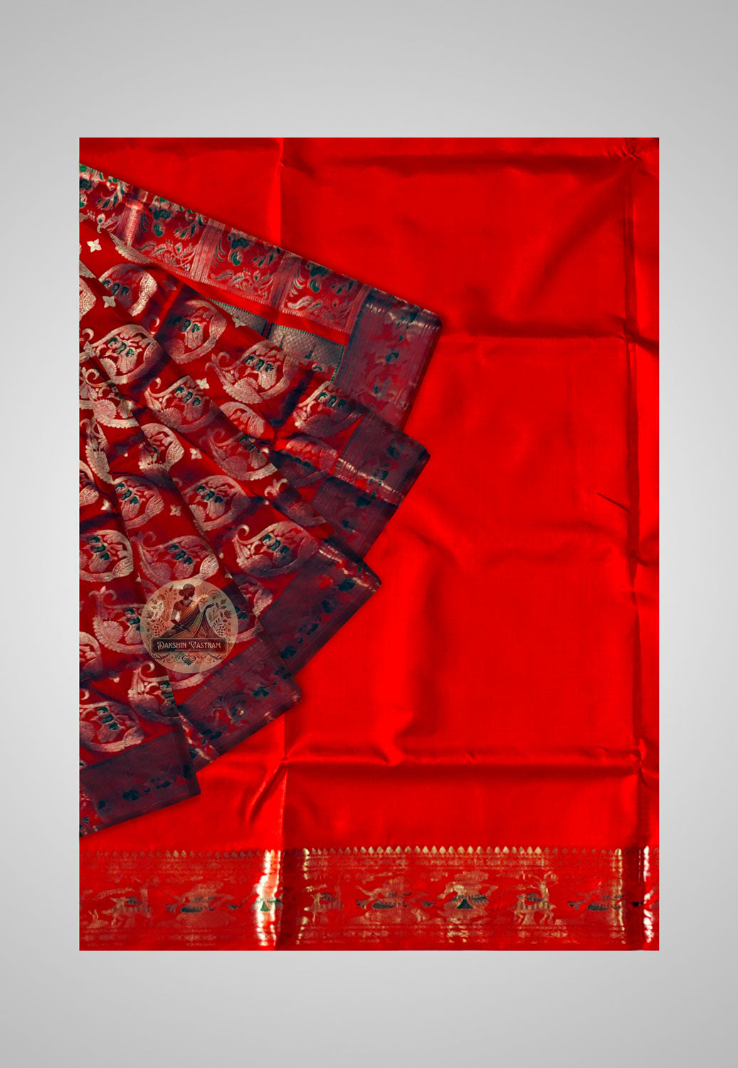 Buy Handloom Swarnachari Pure Silk Saree online – close-up of golden patterns