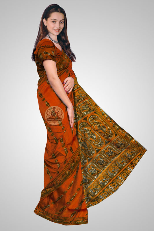 Shop handloom Baluchari saree – side view showing intricate weaving