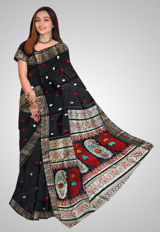 Buy Baluchari Silk Saree online – Handloom Baluchari Pure Silk Saree front view