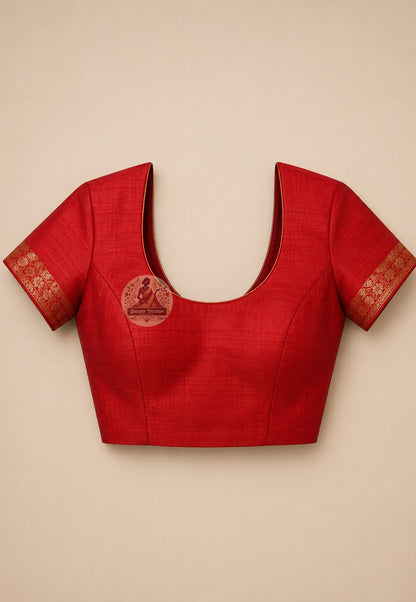 Full length drape of Bishnupur Katan Silk Saree with matching stitched blouse, showcasing rich pallu design and traditional Bengal craftsmanship