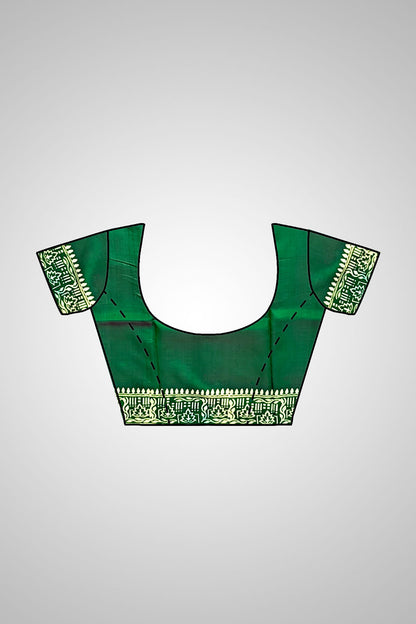 Buy Pure Silk Saree with Blouse – Full set view with blouse