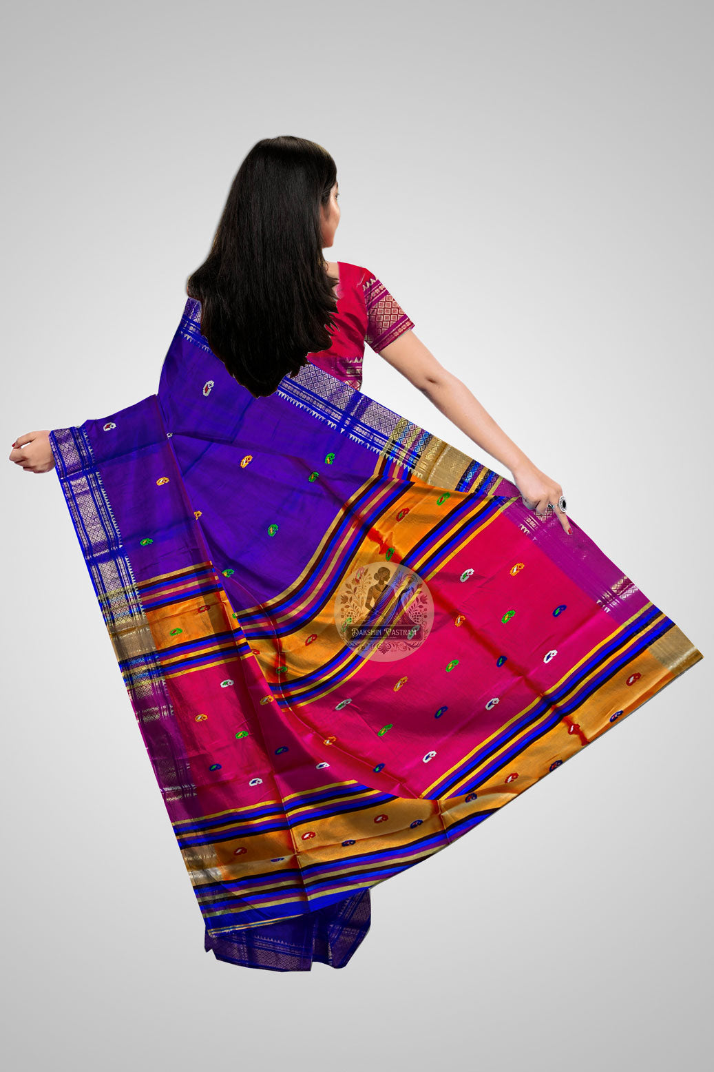 Explore Pure Silk Sarees – Rear view showing pallu design