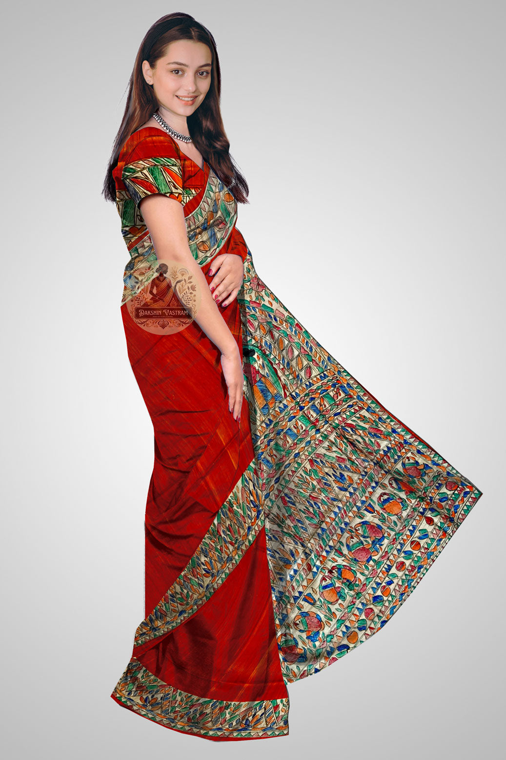 Shop Tussar Silk Sarees – Side angle showing natural drape and weave