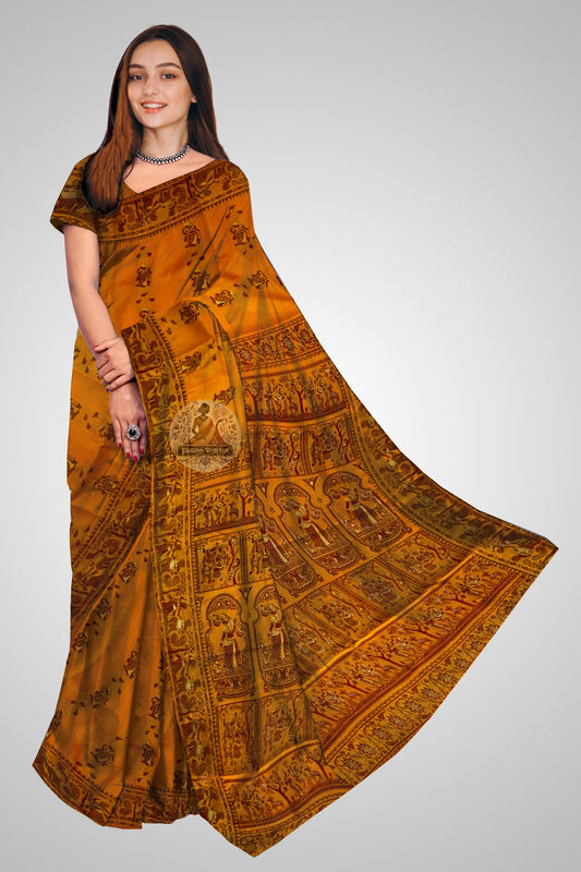 Buy Baluchari silk saree online – front view elegant drape