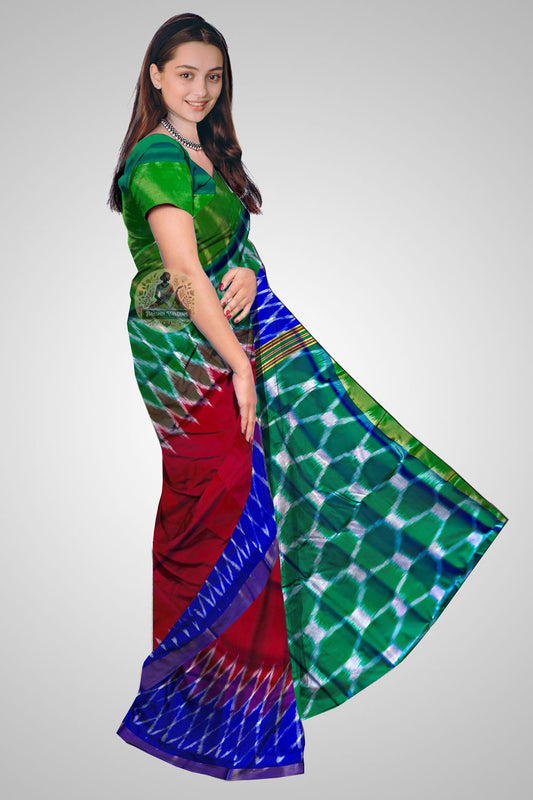 Shop Bengal Katan Silk Saree – Side profile showing graceful silk flow
