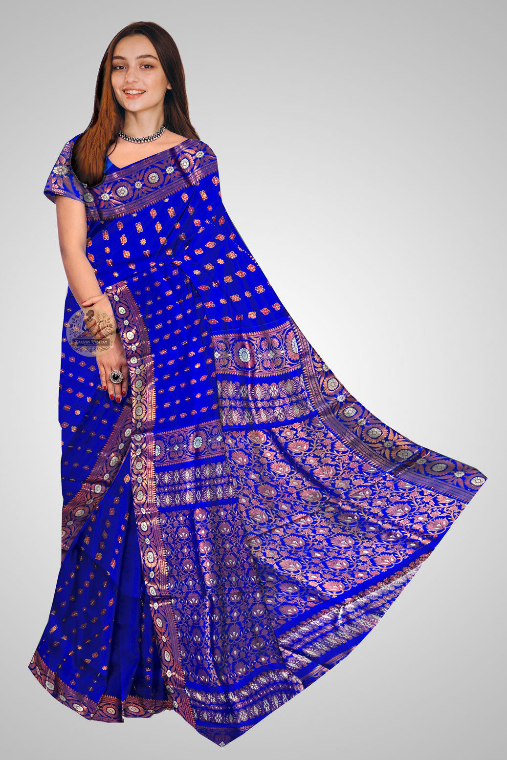 Buy Swarnachari Silk Saree online – Front view showcasing handloom details