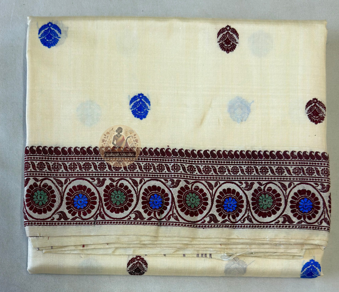 Full view of masterpiece Baluchari Silk Saree by Dakshin Vastram, handwoven in Bishnupur Bengal in premium pure silk for weddings, Durga Puja and cultural celebrations across UK, USA, EU and India