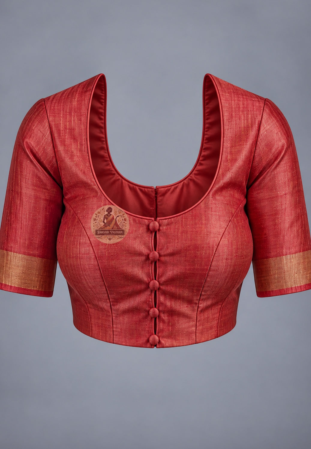 Blouse paired with cream Ghicha Tussar silk saree in a coordinating cream shade