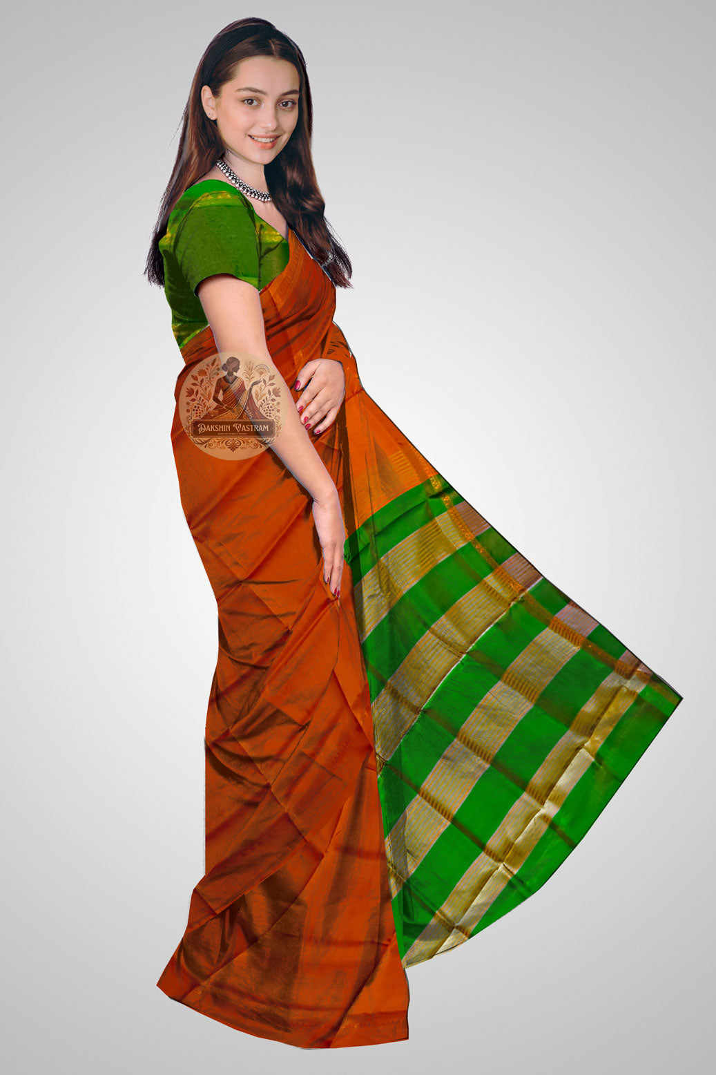Shop Silk Zari Saree online – Side view showing traditional handloom weave