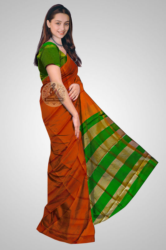 Shop Silk Zari Saree online – Side view showing traditional handloom weave