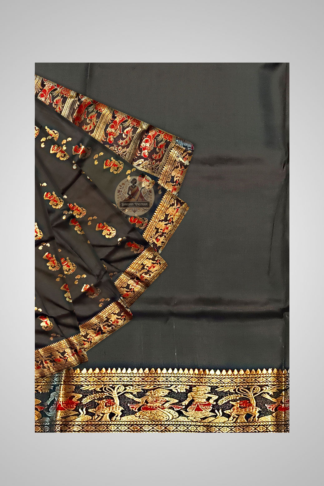 Buy Bengal Swarnachari Saree – Close-up of zari weaving and silk texture