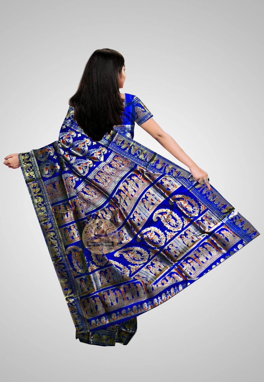 Buy Handloom Swarnachari Pure Silk Saree online – rear view