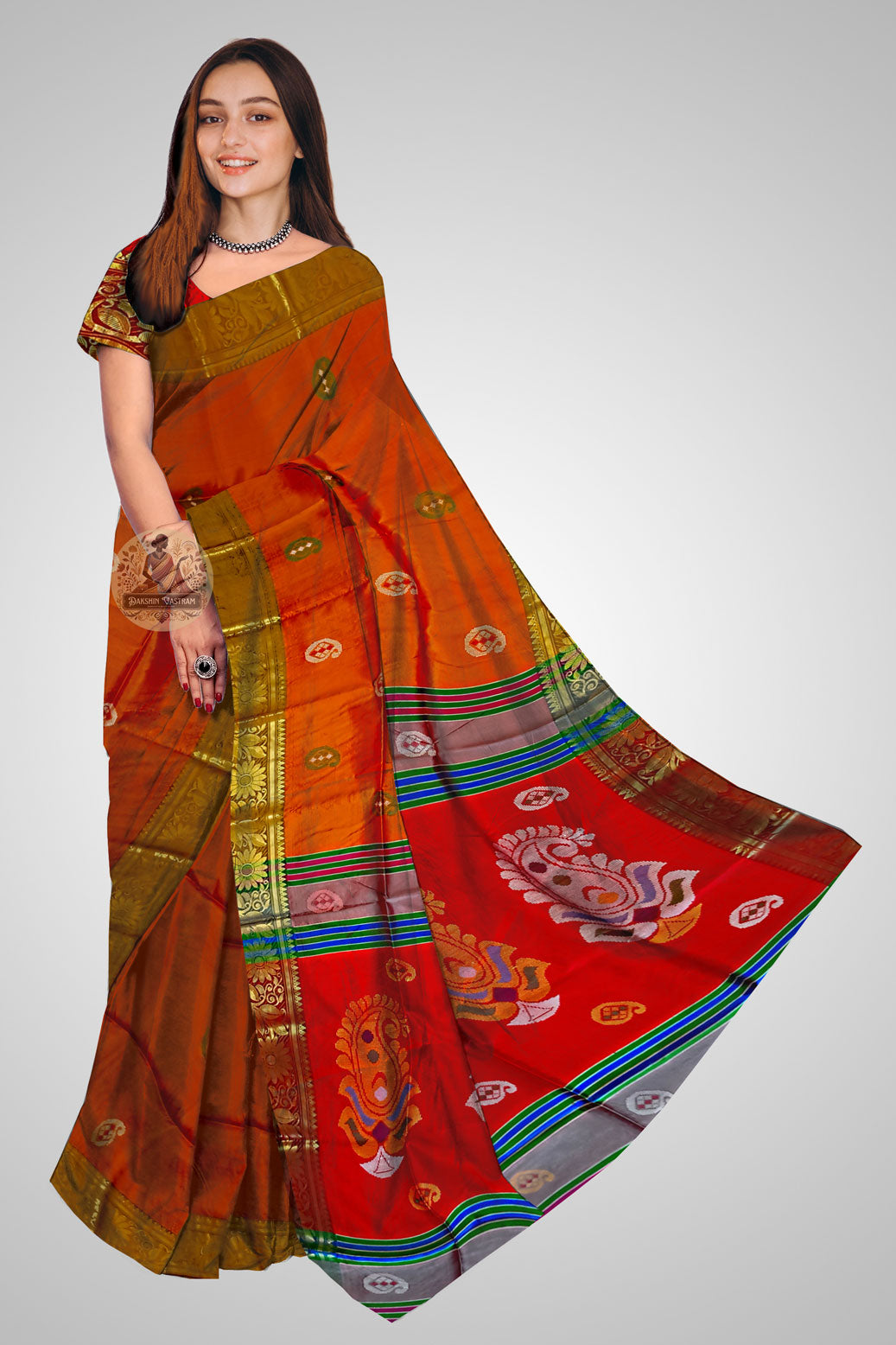 Buy Pure Silk Saree online – Handloom saree displayed from front