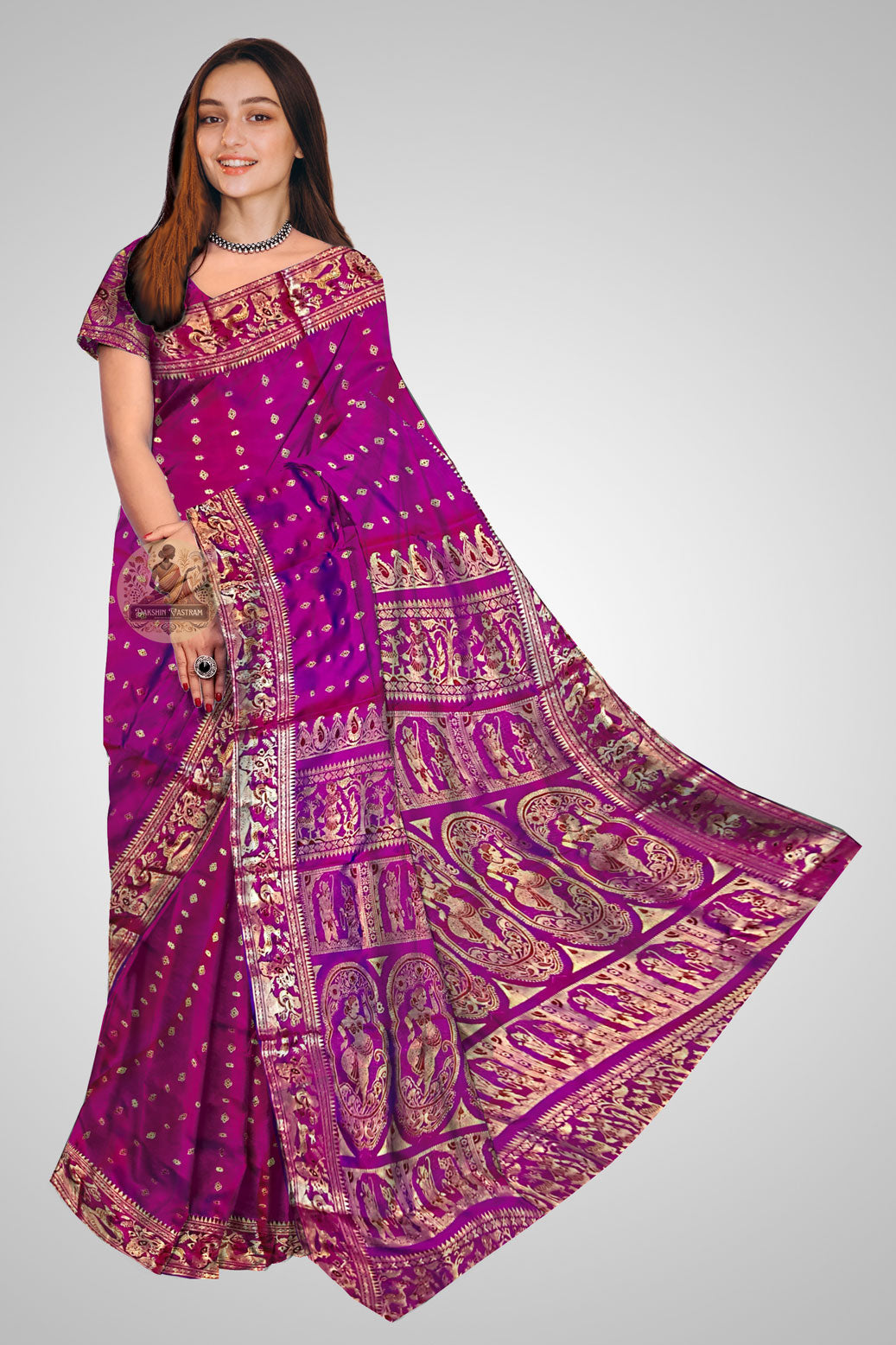 Buy Swarnachari Pure Silk Saree online – Traditional silk drape front view