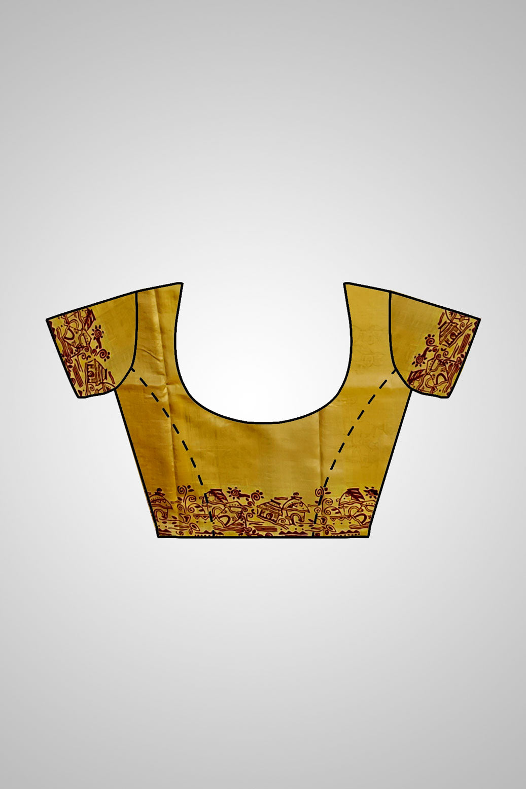 Shop Block Printed Silk Saree online – Saree and blouse shown together