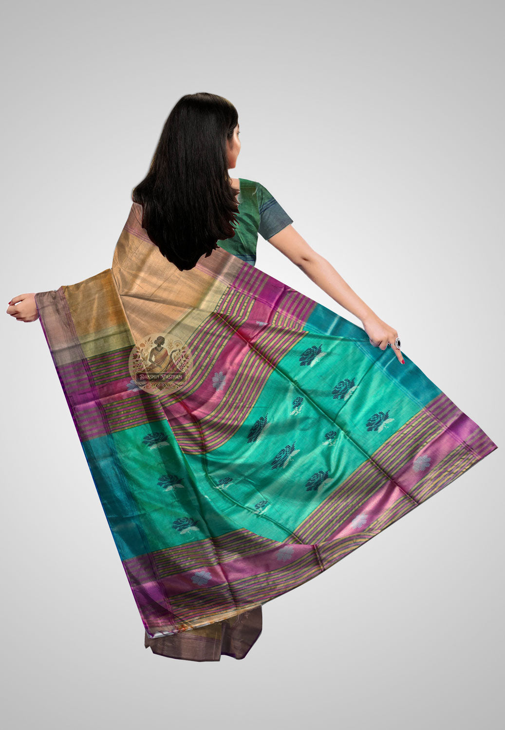 Buy Bishnupur Katan Silk Saree online – Bishnupur Katan Silk Saree rear view