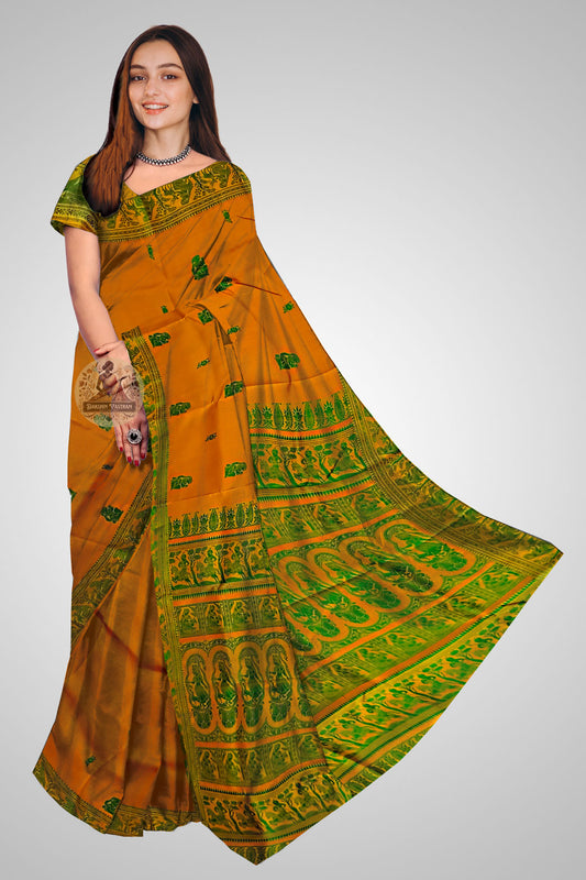 Buy Baluchari Silk Saree online – Traditional front view showcasing weaving motifs