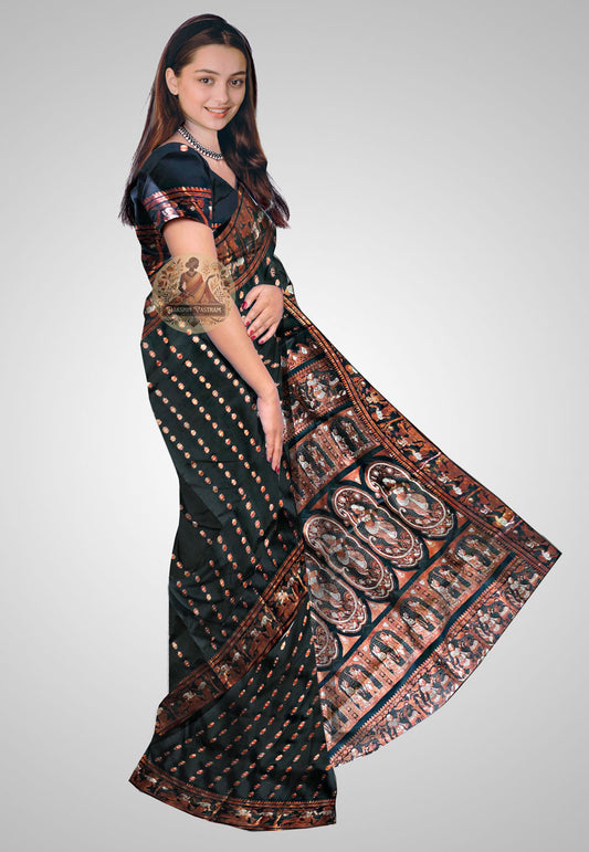 Buy Handloom Swarnachari Silk Saree online – side view