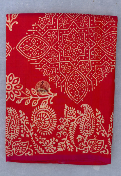 Full draped view of Bishnupur Katan silk saree for Durga Puja, handwoven Bengal conscious luxury, weaver's gift