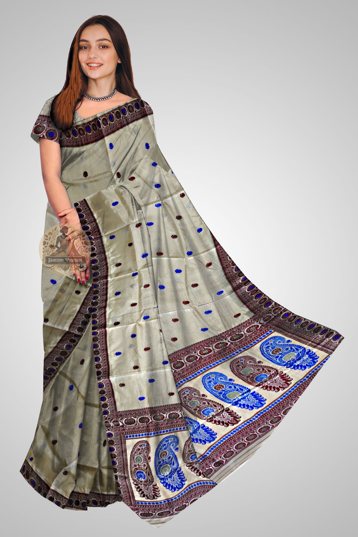 Buy Baluchari Silk Saree online – Baluchari Pure Silk Saree front view