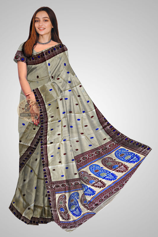 Buy Baluchari Silk Saree online – Baluchari Pure Silk Saree front view