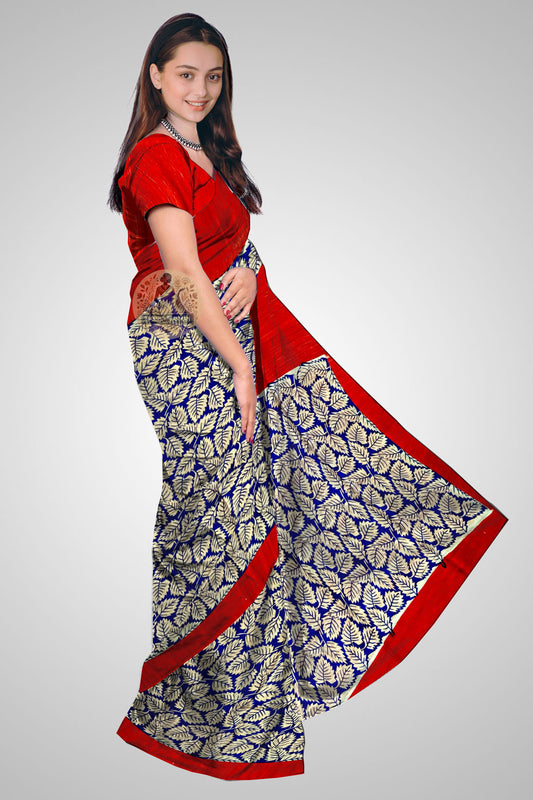 Shop Indian Tussar Sarees – Artistic side profile of handwoven drape