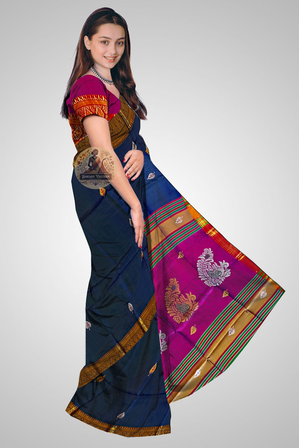 Buy Pure Silk Saree online – Pure Silk Saree side view