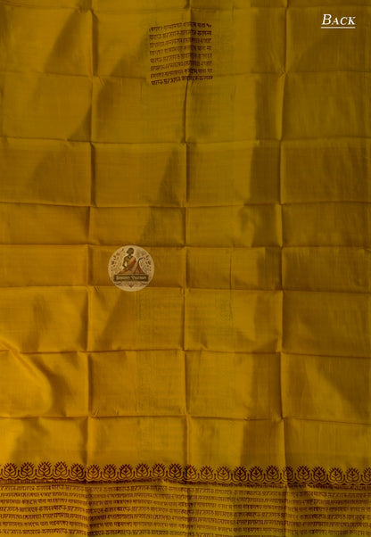 Close-up of dotted wave border block print detail on Baluchari Silk Kurti Piece Durga Puja 2026 Bengal silk