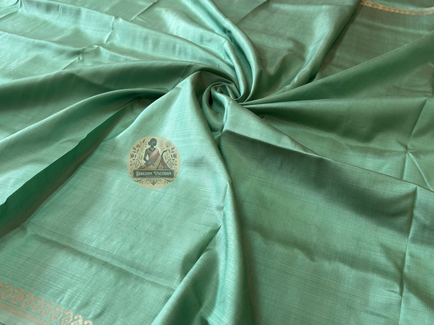 Detail of Bishnupur Katan Silk Saree pallu featuring handwoven Malla dynasty-inspired motifs in pure mulberry silk, made in West Bengal India