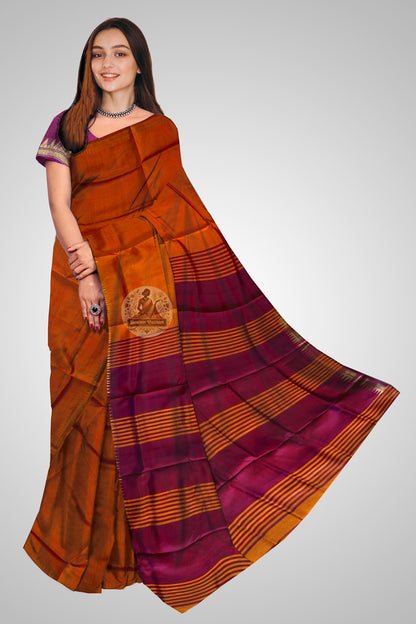 Buy Pure Katan Silk Saree online – front view of Mulberry silk saree