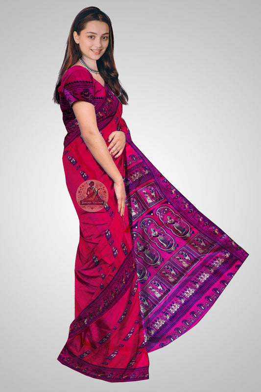Shop handloom Baluchari saree – side view showing intricate designs